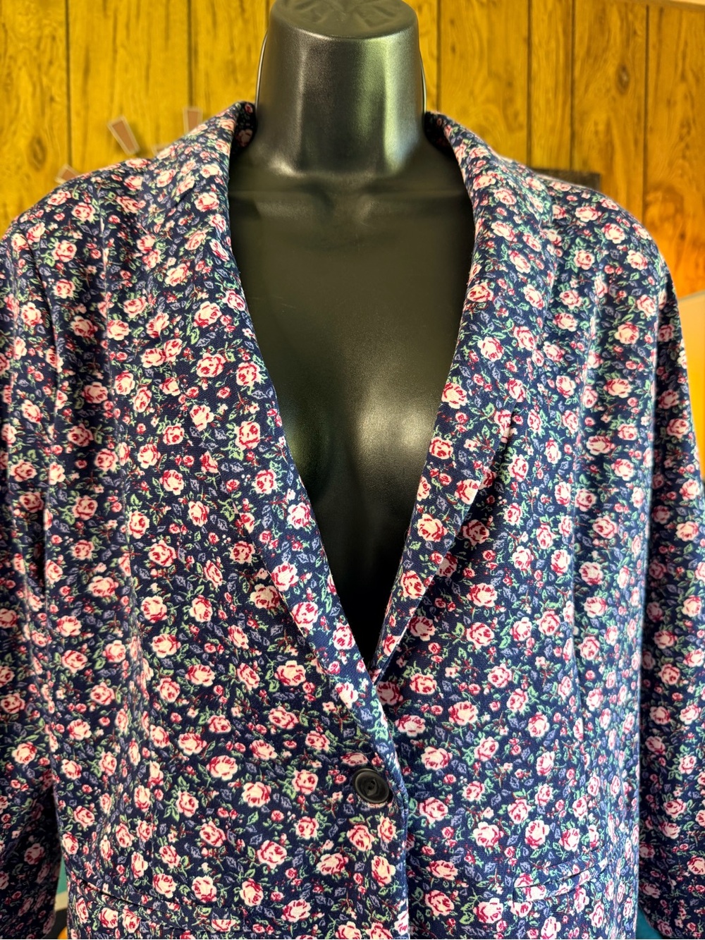 LC Lauren Conrad Navy Floral Single-Button Blazer with Pink Accents - Picture 2 of 9